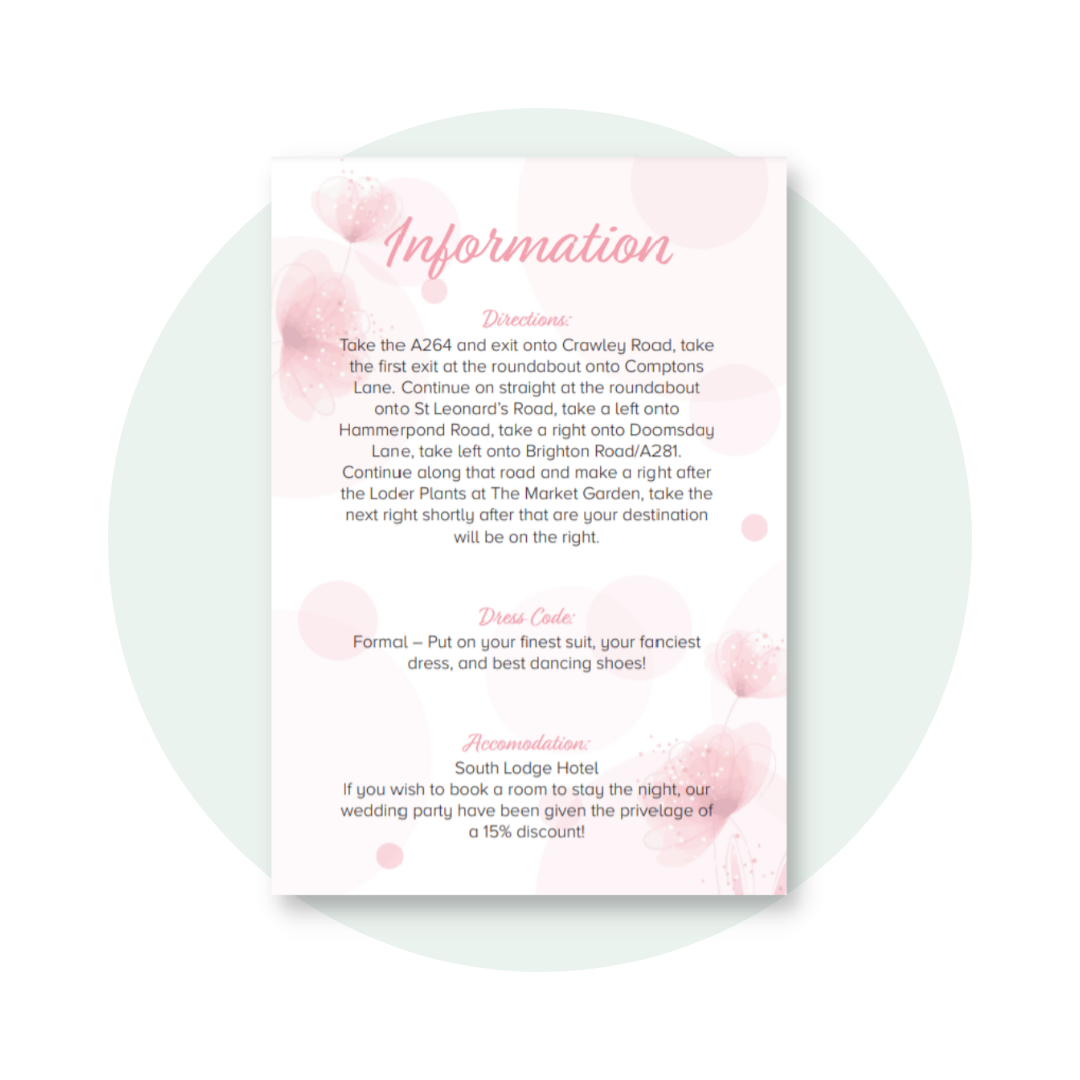 Harper Info Card in Pink